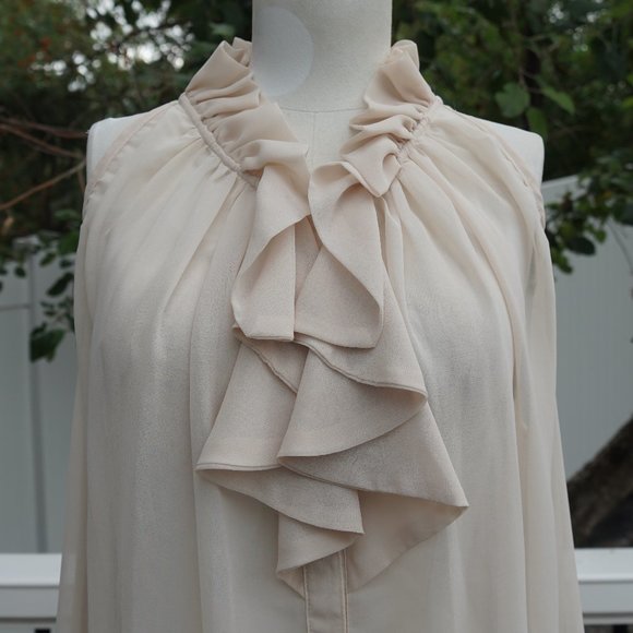 *VINTAGE INSPIRED* Ruffled Cream Blouse - Picture 2 of 4